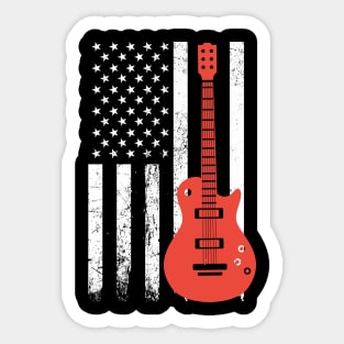 Electric Guitar Patriotic American USA Flag Guitar Player Sticker